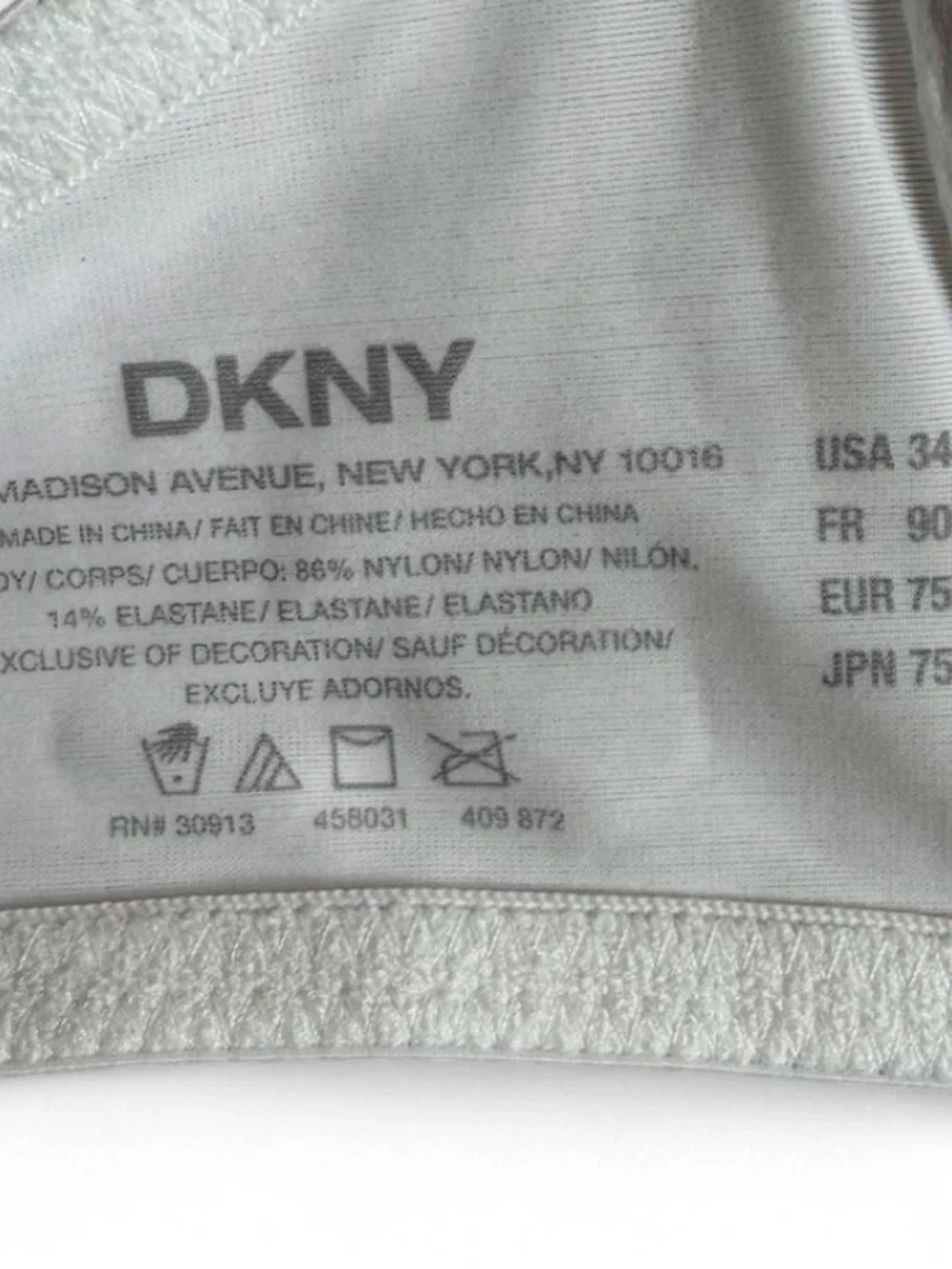 DKNY Perfect Lift T-Shirt Bra 34C Underwire Molded Padded Lace Trim Adjustable